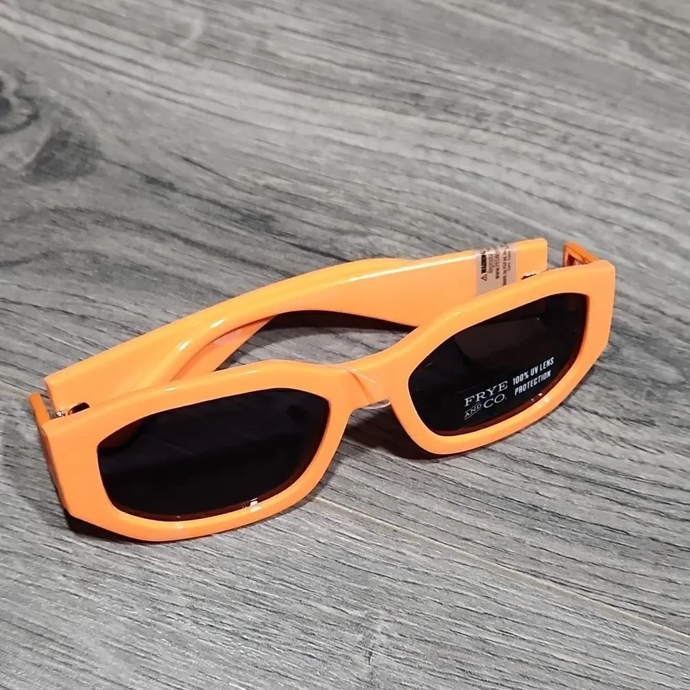 NWT Frye & Co Neon Orange Chunky Statement Sunglasses